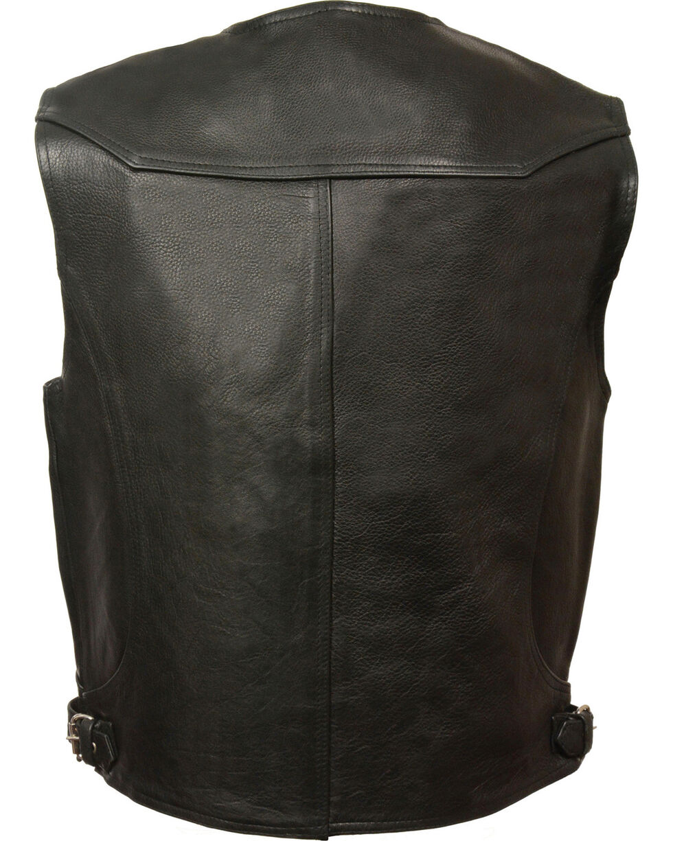 Milwaukee Mens Deep Pocket Leather Vest Black, Large 